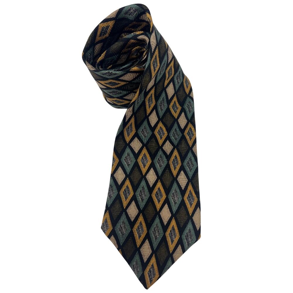 Natural Exchange Alexander Lloyd XL Repp Silk Tie Diamond Vintage - Picture 3 of 10